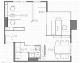 47m2的工業(yè)風主題辦公空間辦公家具布局圖 47m2的工業(yè)風主題辦公空間辦公家具布局圖