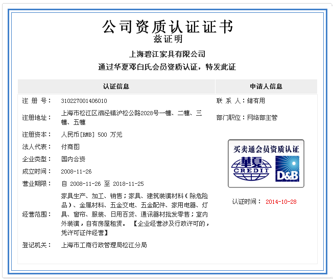 上海辦公家具設(shè)計(jì)公司——碧江家具第三方認(rèn)證